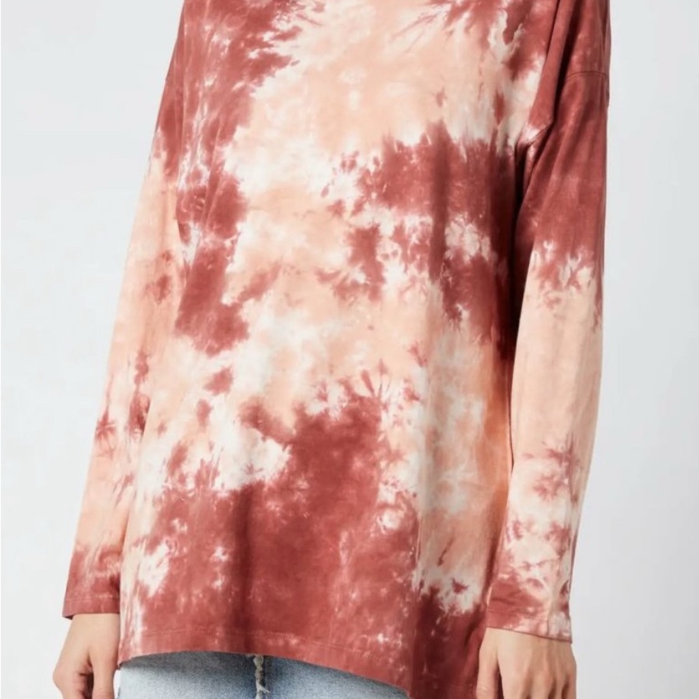 Free People Pink and Cream Tie-Dye Sweatshirt
